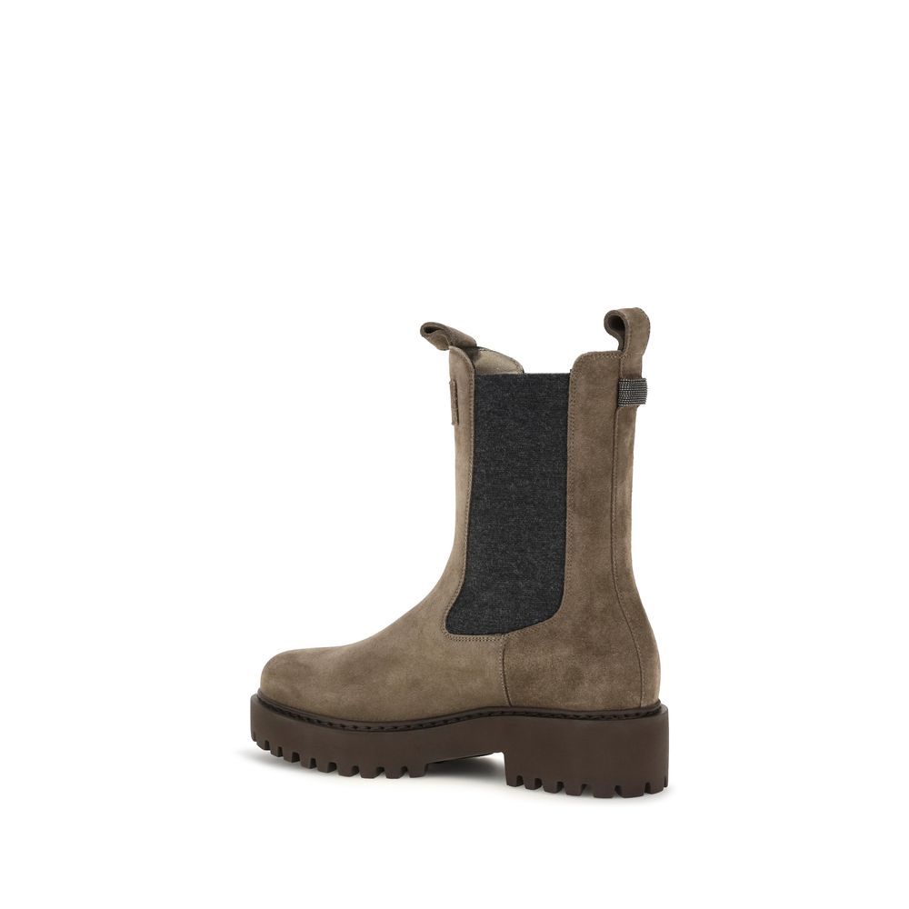 Brunello Cucinelli Braune Ankle Boots aus Kalbsleder Bos Taurus