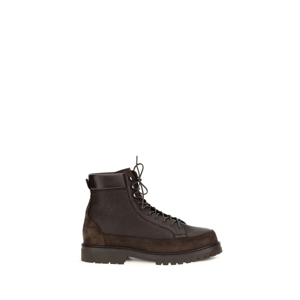 Brunello Cucinelli Braune Schnürstiefel aus Hirschleder
