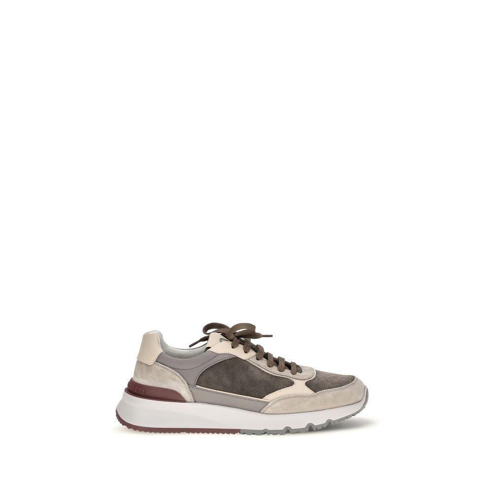 Brunello Cucinelli Graue Kalbsleder Bos Taurus Chunky Sneaker
