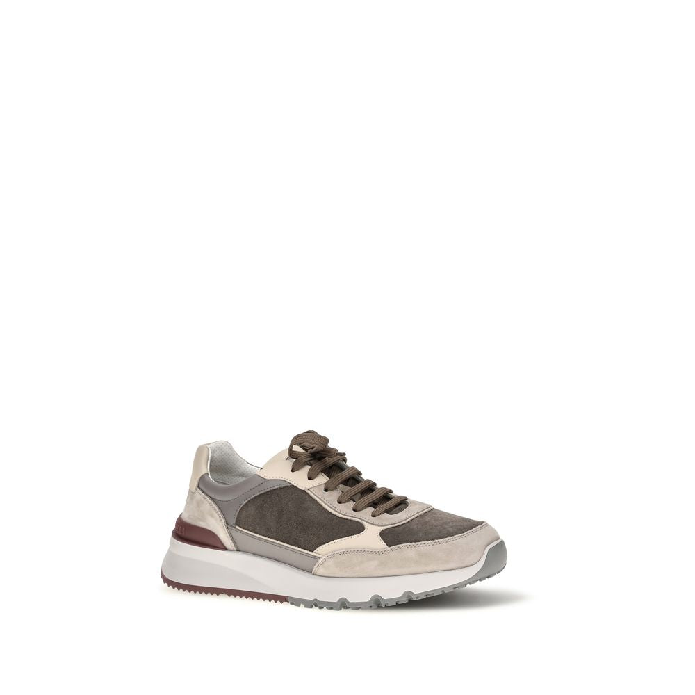 Brunello Cucinelli Graue Kalbsleder Bos Taurus Chunky Sneaker