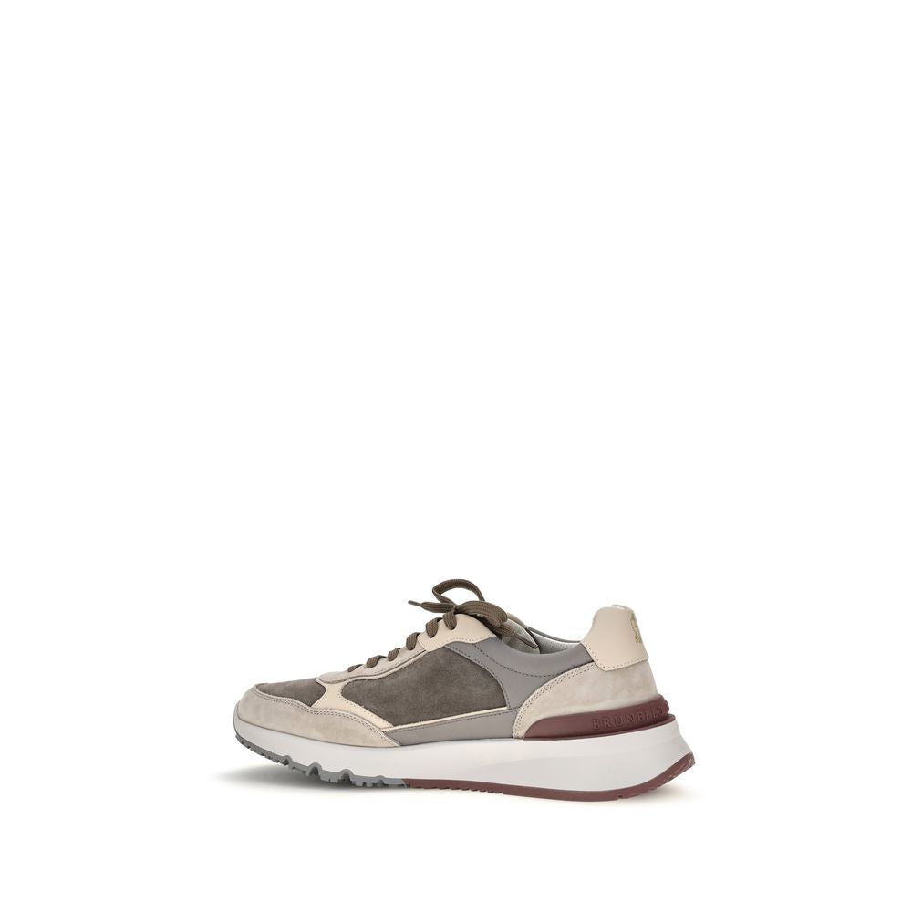 Brunello Cucinelli Graue Kalbsleder Bos Taurus Chunky Sneaker