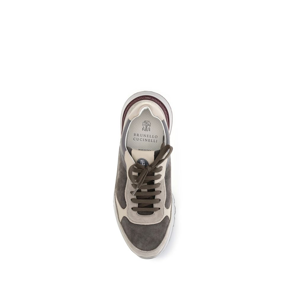 Brunello Cucinelli Graue Kalbsleder Bos Taurus Chunky Sneaker