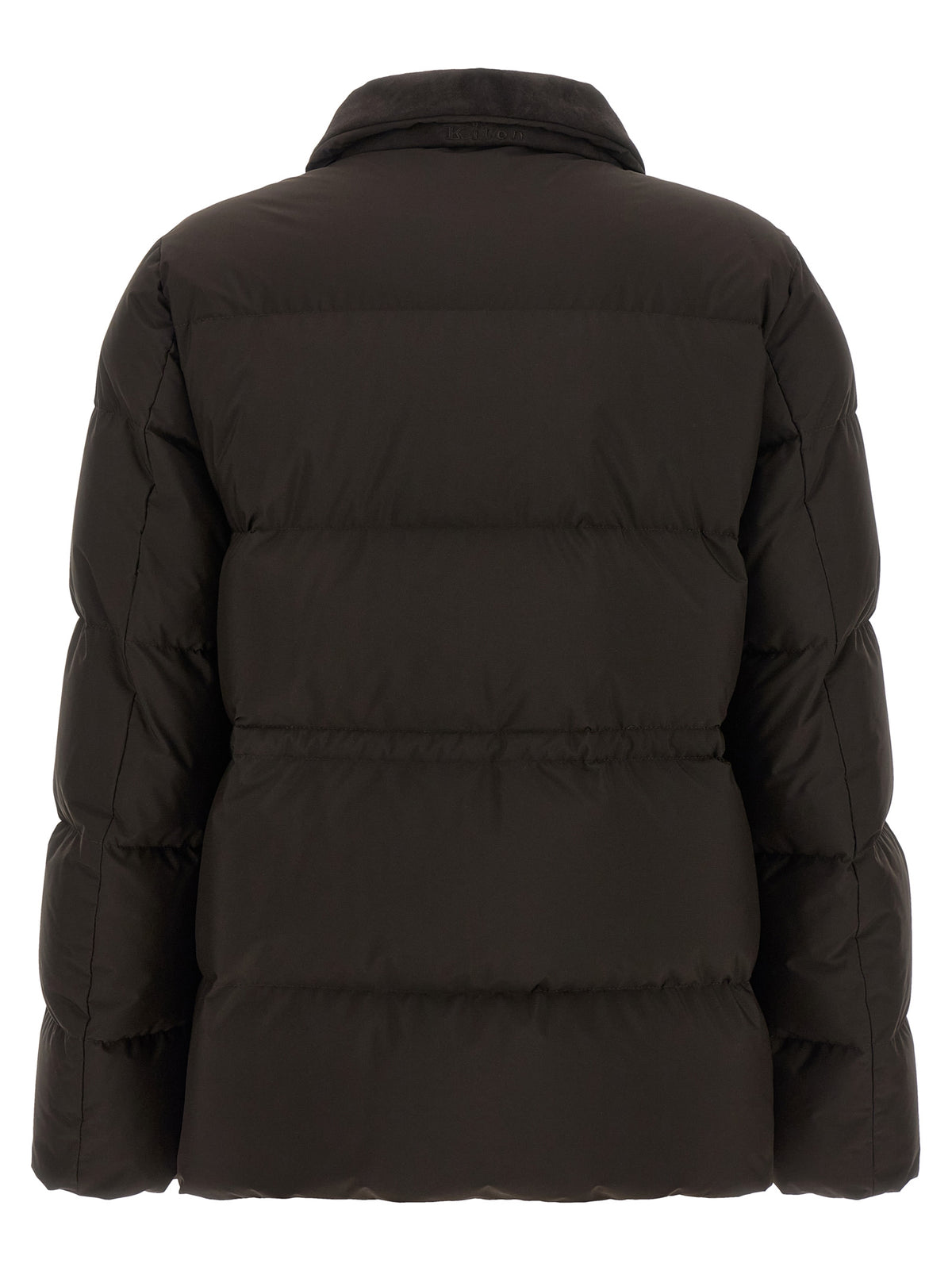 Kiton Braune Polyamid-Jacke in voller Länge