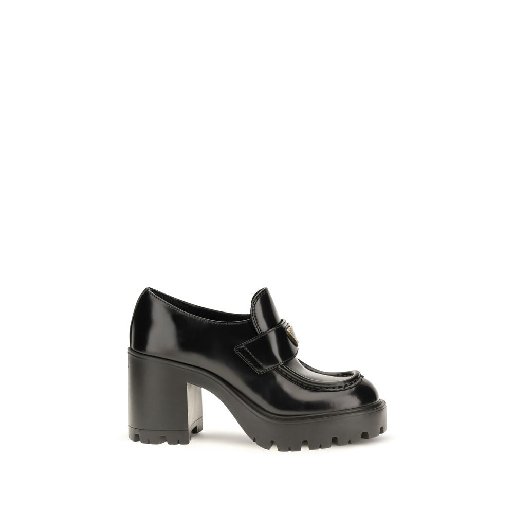 Prada Schwarze Bos Taurus Kalbsleder Plateau-Loafer