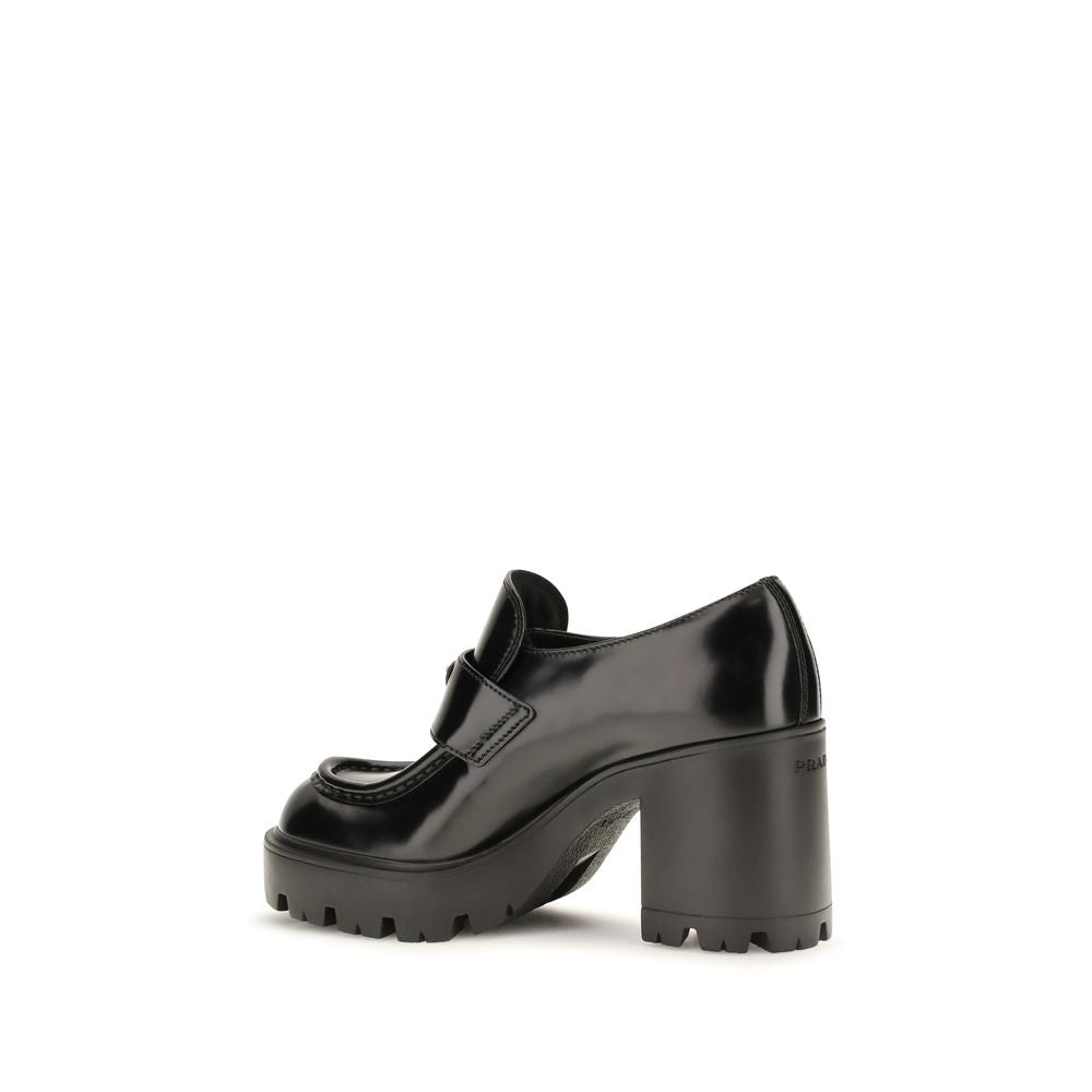 Prada Schwarze Bos Taurus Kalbsleder Plateau-Loafer
