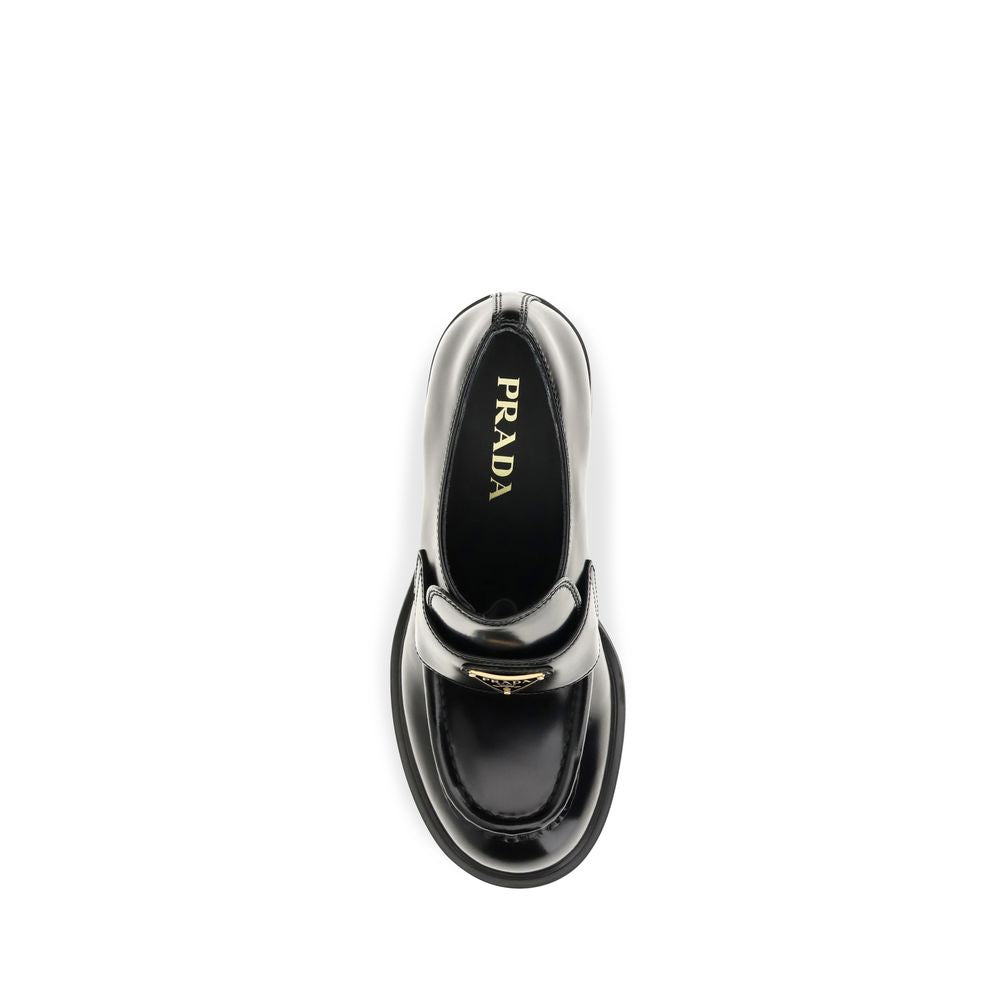 Prada Schwarze Bos Taurus Kalbsleder Plateau-Loafer
