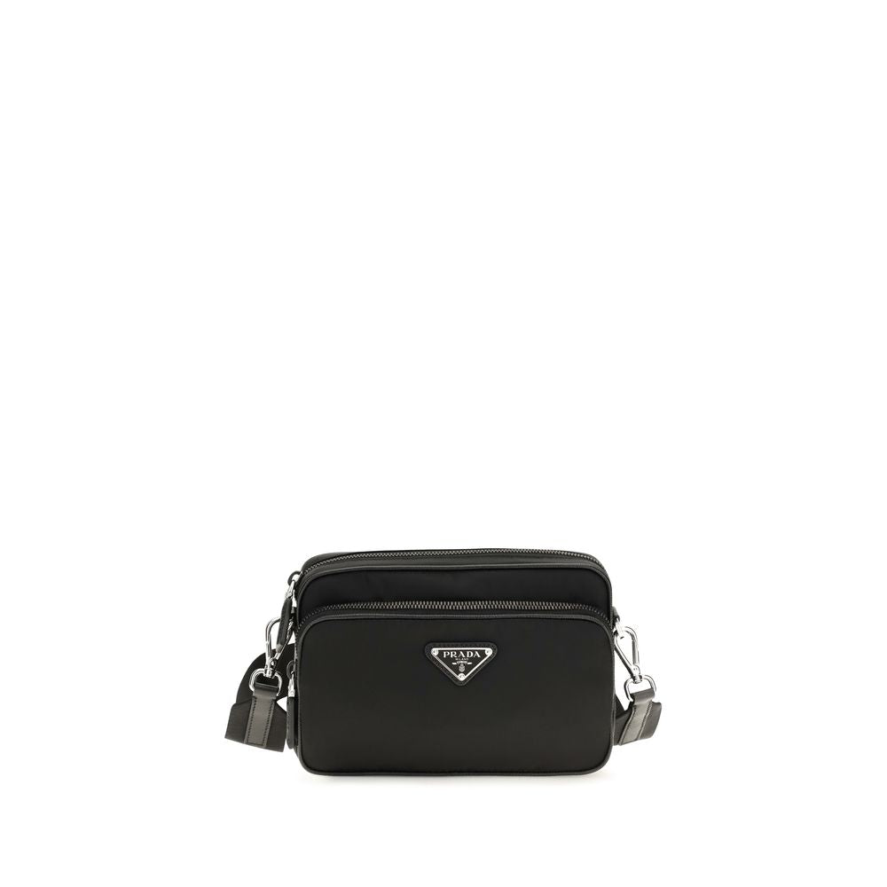 Prada Schwarze Schultertasche aus recyceltem Polyamid