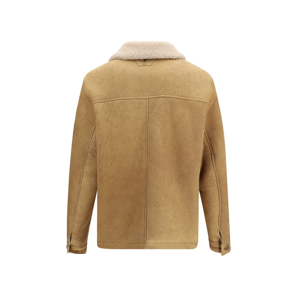 Salvatore Santoro Braune Lederjacke in voller Länge