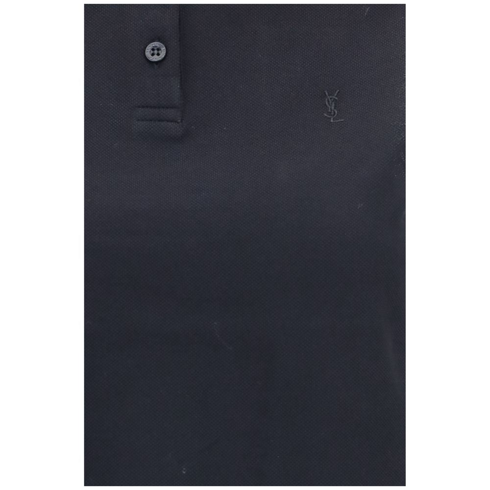 Saint Laurent Schwarzes Polohemd aus recycelter Baumwolle