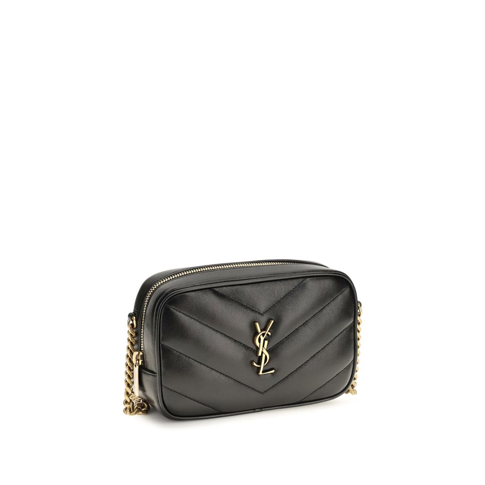 Saint Laurent Schwarze Lammleder Schultertasche Ovis Aries Aries