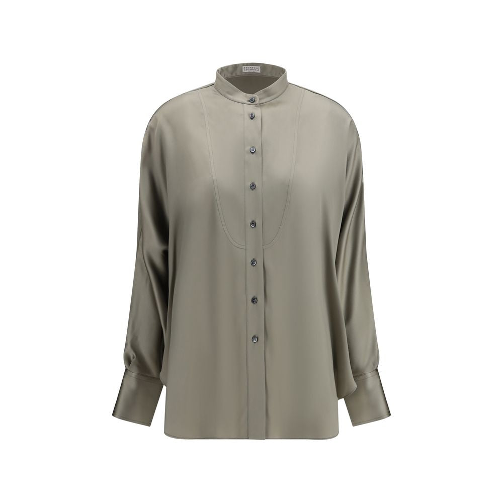 Brunello Cucinelli Zweifarbige Seidenbluse