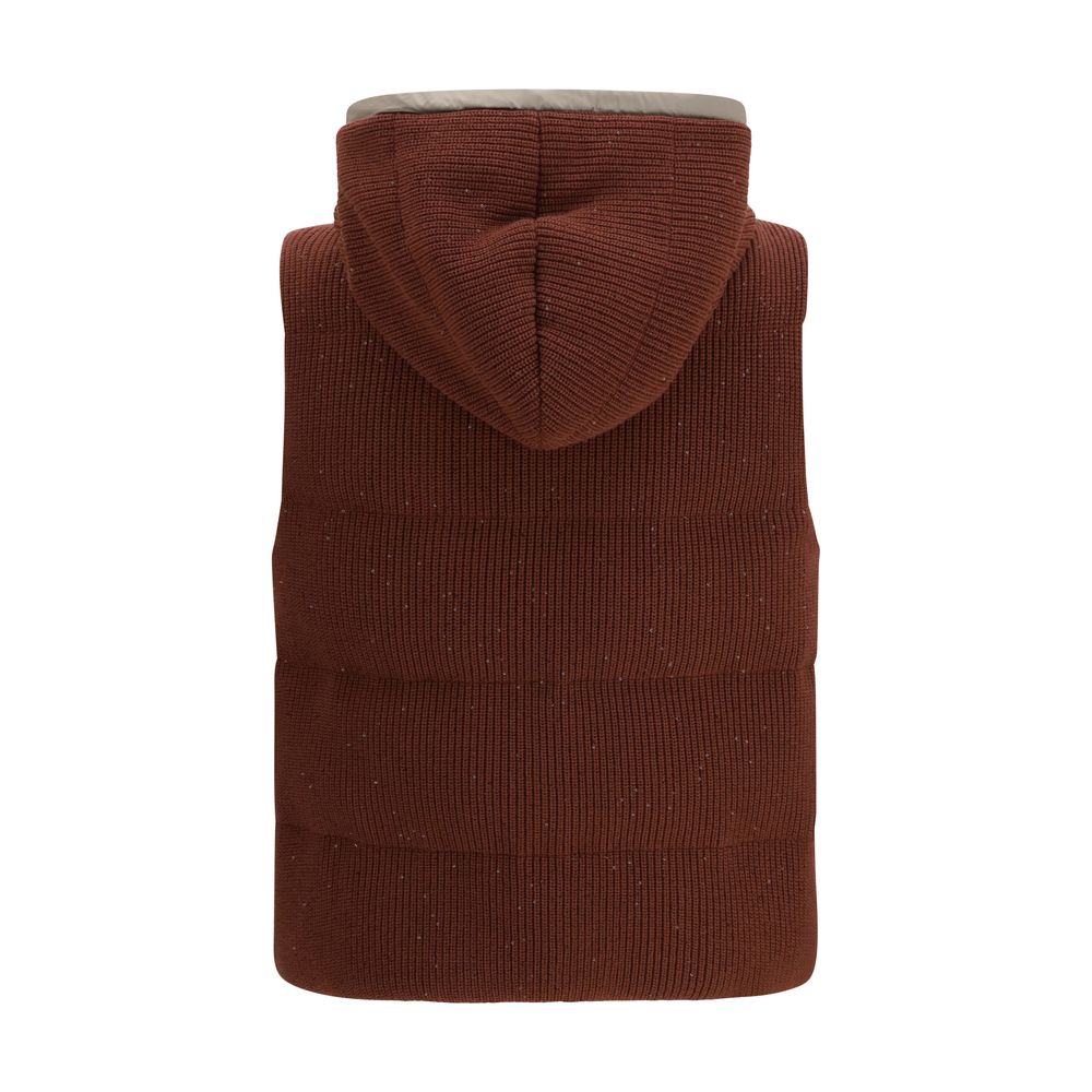 Brunello Cucinelli Braune ärmellose Baumwolljacke