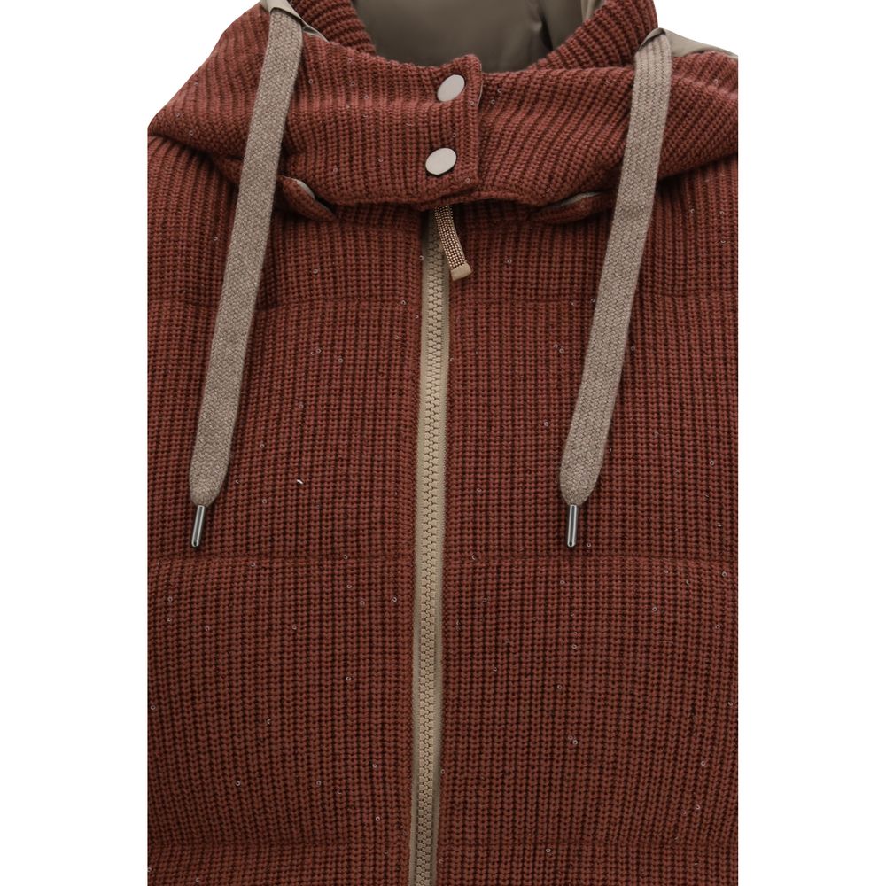 Brunello Cucinelli Braune ärmellose Baumwolljacke