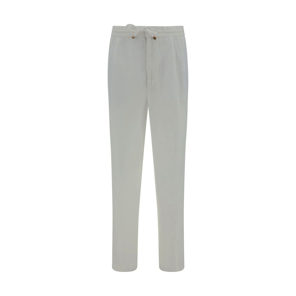 Brunello Cucinelli Weiße Leinen-Freizeithose