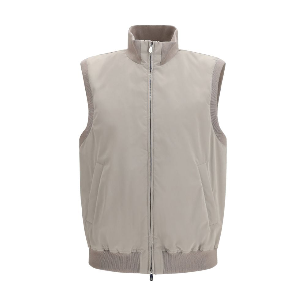 Brunello Cucinelli Graue ärmellose Polyester-Weste