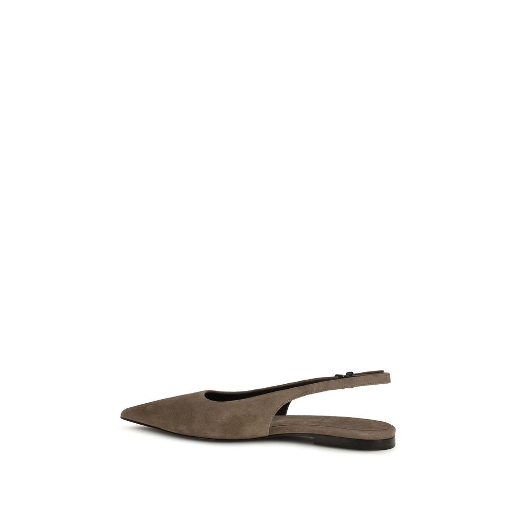 Brunello Cucinelli Braune Kalbsleder-Ballerinas Bos Taurus