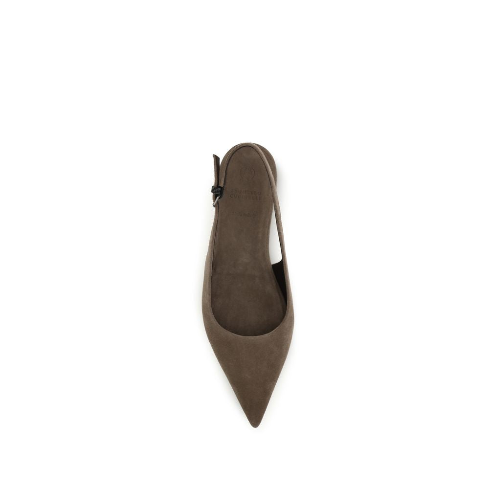 Brunello Cucinelli Braune Kalbsleder-Ballerinas Bos Taurus
