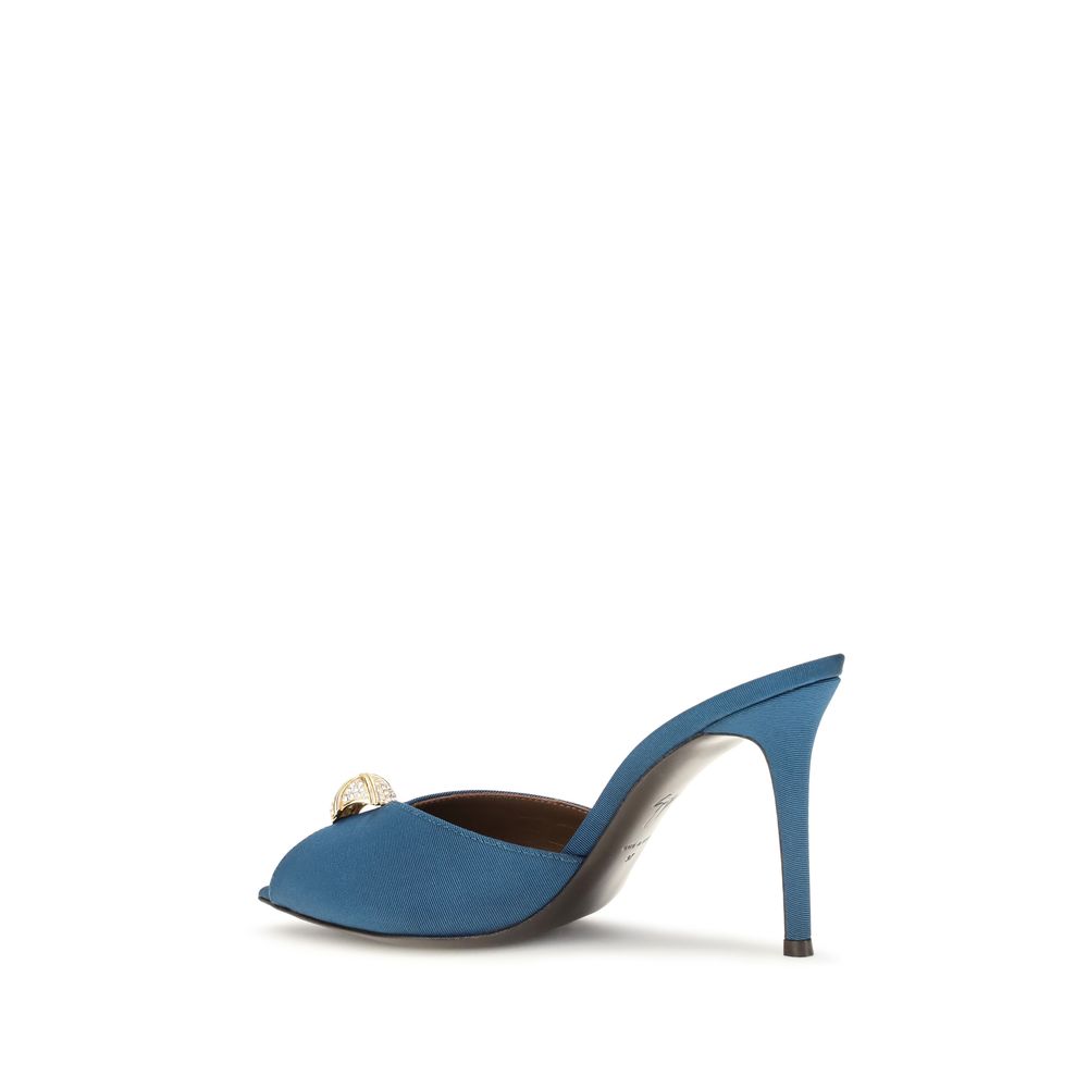 Giuseppe Zanotti Sandale mit Stiletto-Absatz aus blauem Kalbsleder Bos Taurus