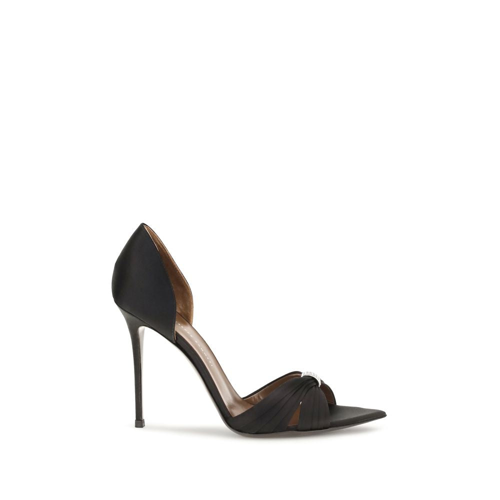 Giuseppe Zanotti Schwarze Stiletto-Sandalen aus Satin