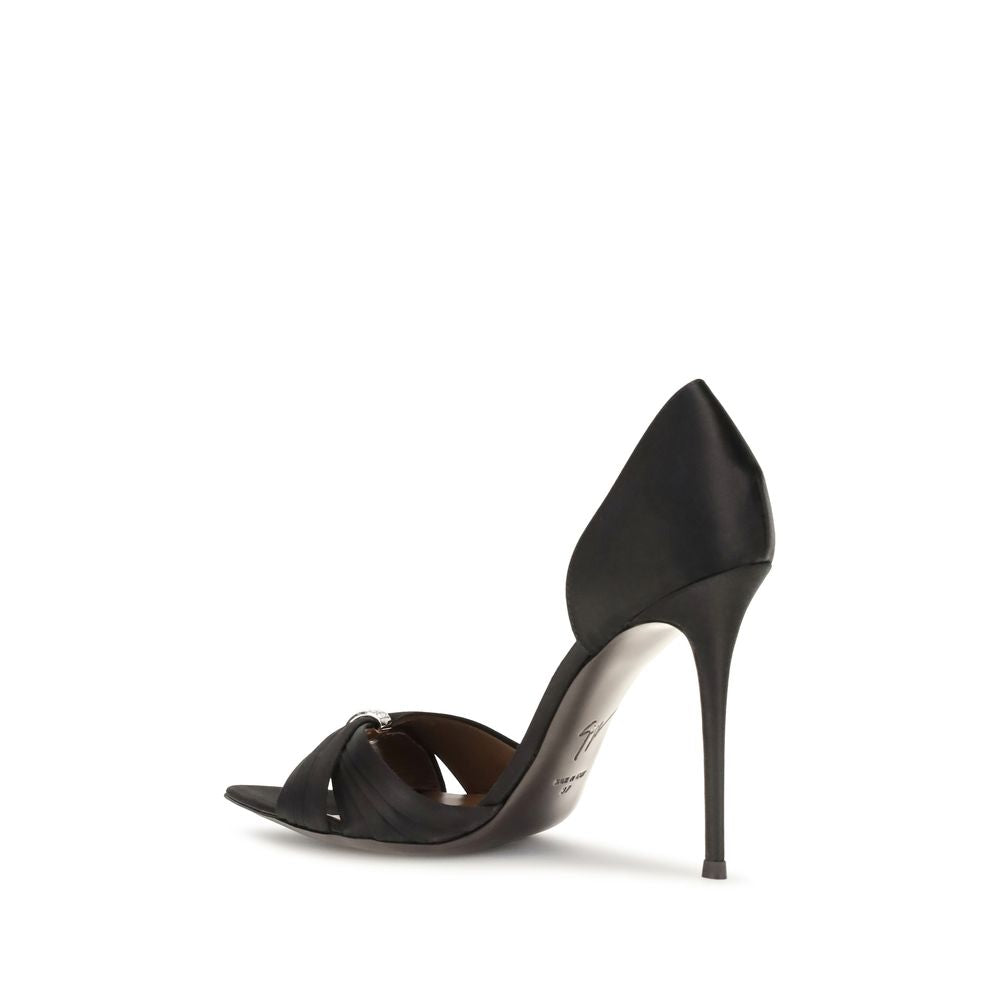 Giuseppe Zanotti Schwarze Stiletto-Sandalen aus Satin