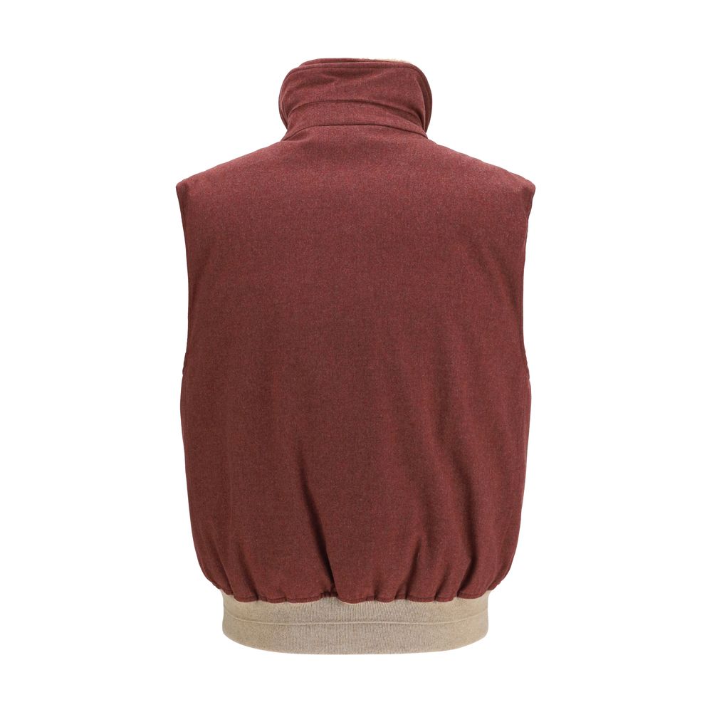 Brunello Cucinelli Ärmellose Weste aus Lammwolle Bordeaux Oves Aries