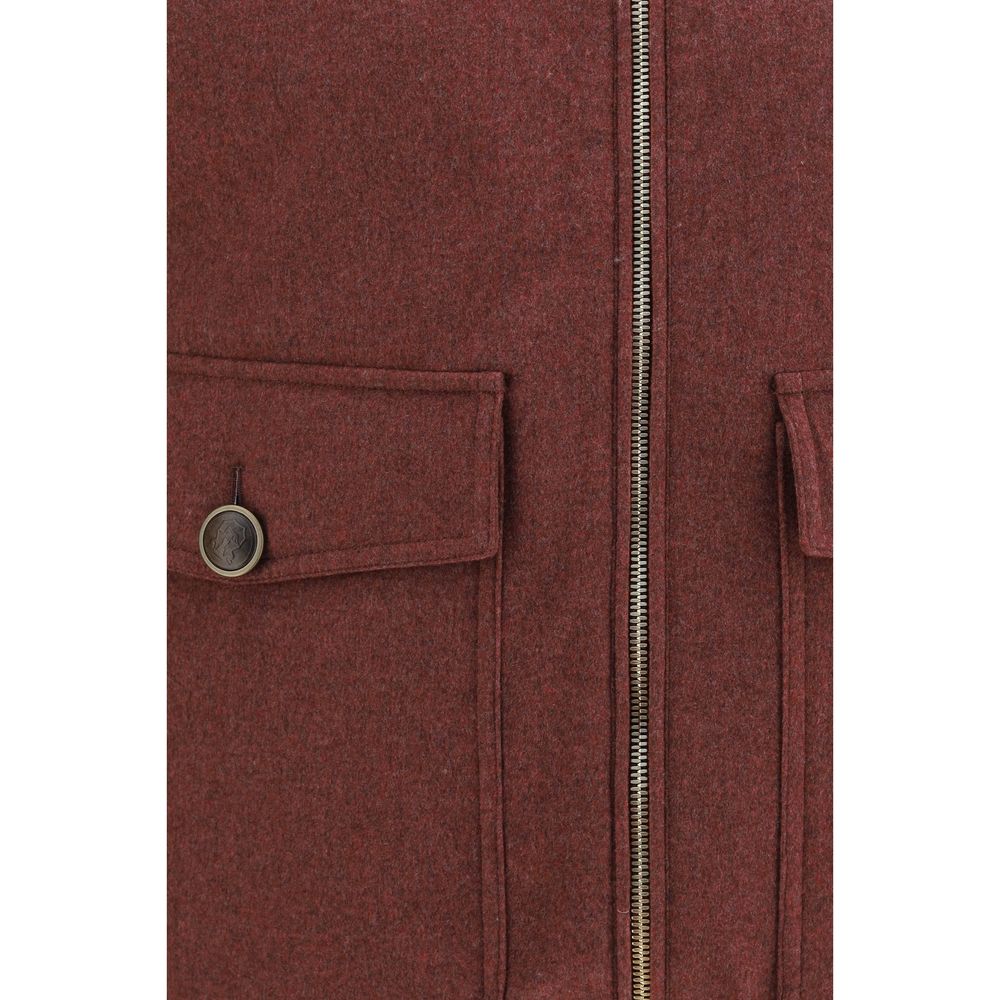 Brunello Cucinelli Ärmellose Weste aus Lammwolle Bordeaux Oves Aries