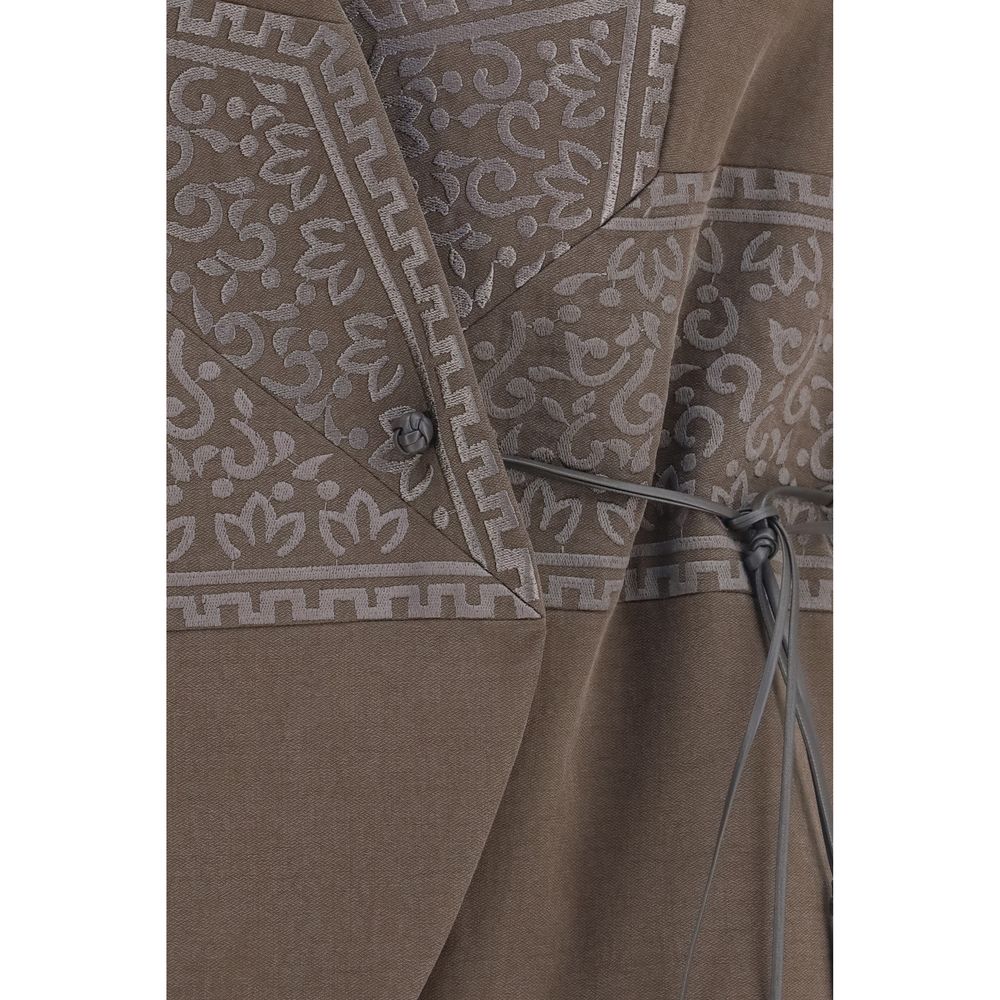 Giorgio Armani Brauner Seiden-Ärmelloser Blazer