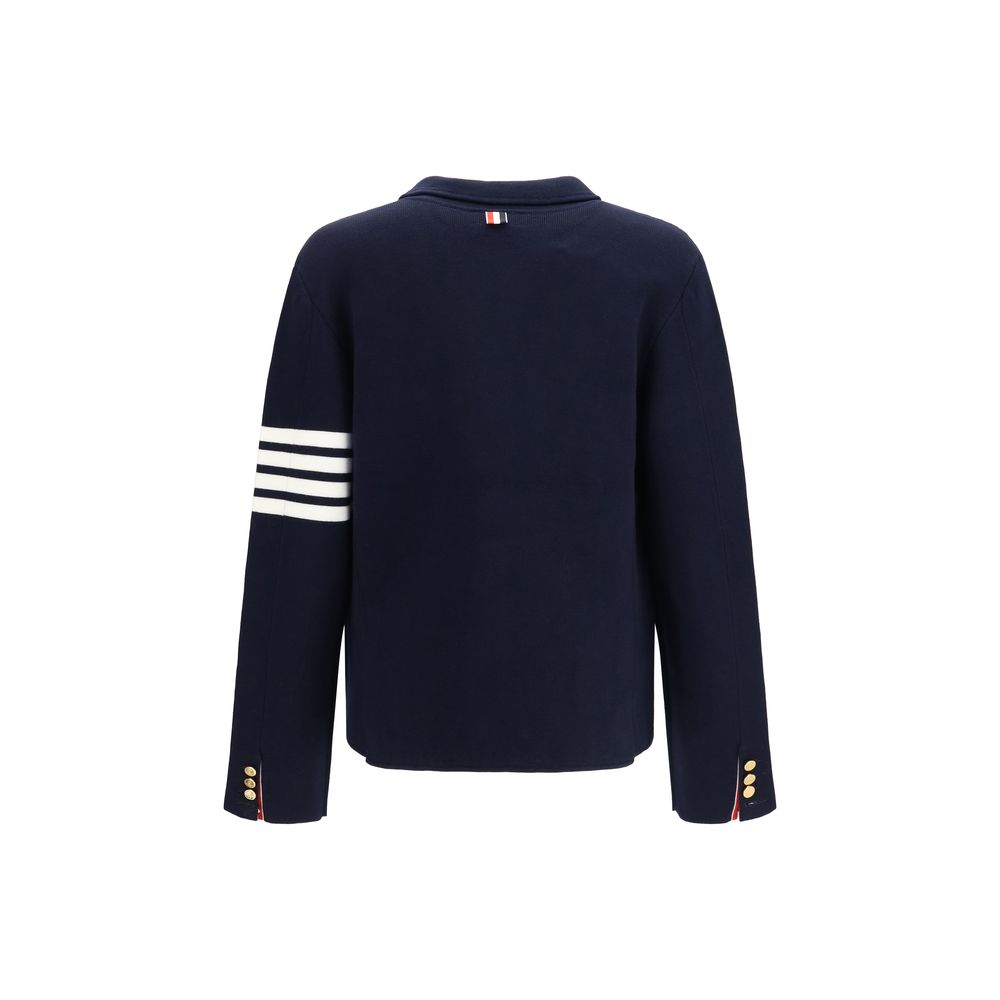 Thom Browne Blaue Jacke aus Wolle Oves Aries in voller Länge