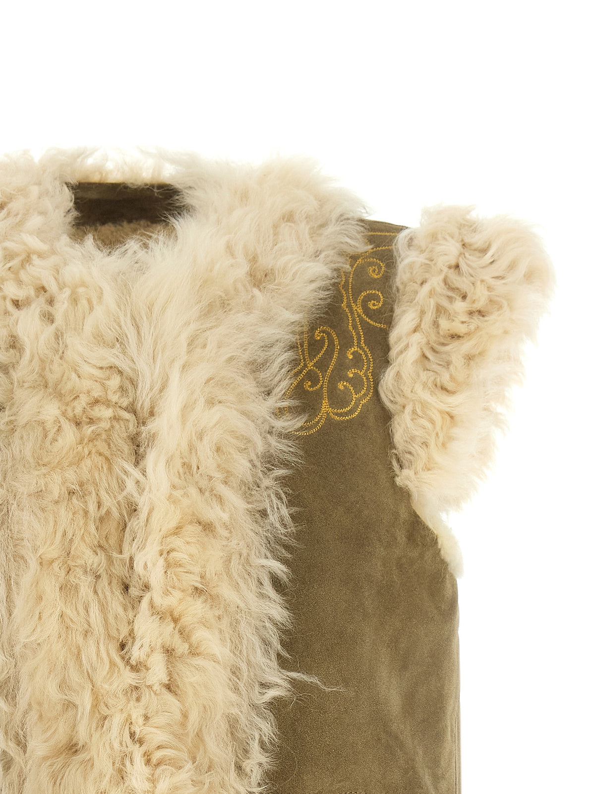 Etro Ärmellose Jacke aus beigem Lammfell