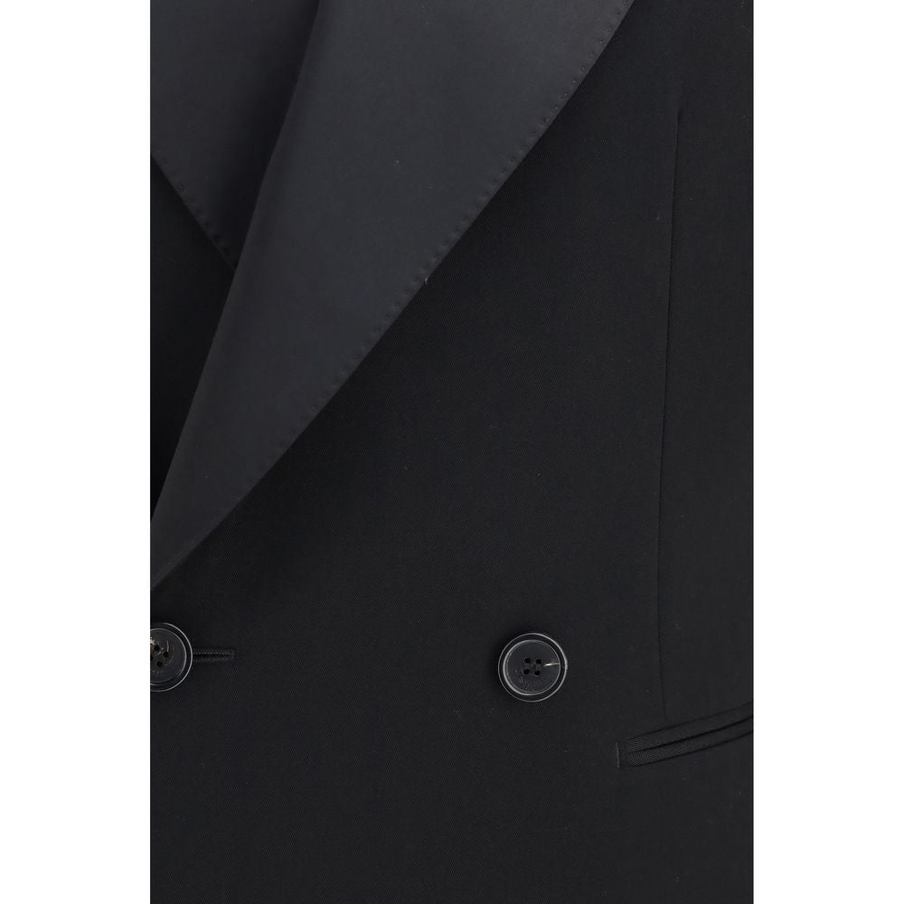 Saint Laurent Schwarze Lammfell-Wolljacke Aries