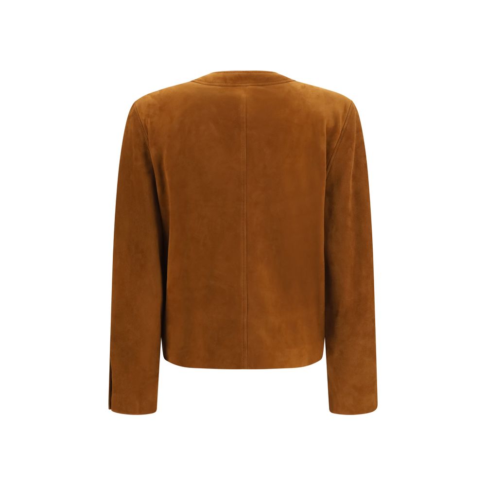 Saint Laurent Braune Lammlederjacke Ovis Aries Aries in voller Länge