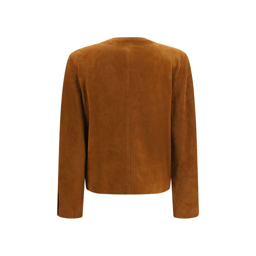 Saint Laurent Braune Lammlederjacke Ovis Aries Aries in voller Länge