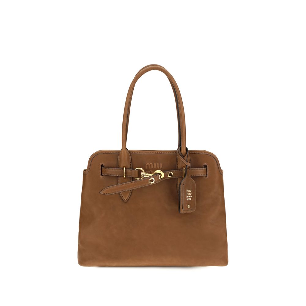 Miu Miu Braune Kalbsleder Bos Taurus Schultertasche
