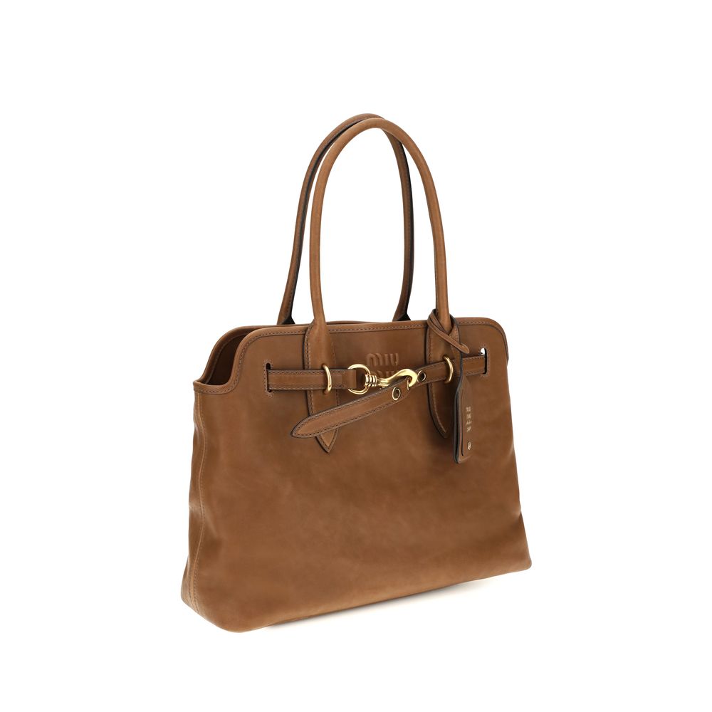 Miu Miu Braune Kalbsleder Bos Taurus Schultertasche