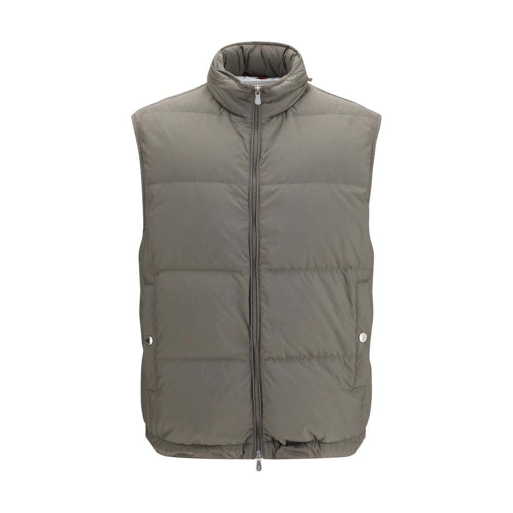 Brunello Cucinelli Graue ärmellose Polyester-Weste