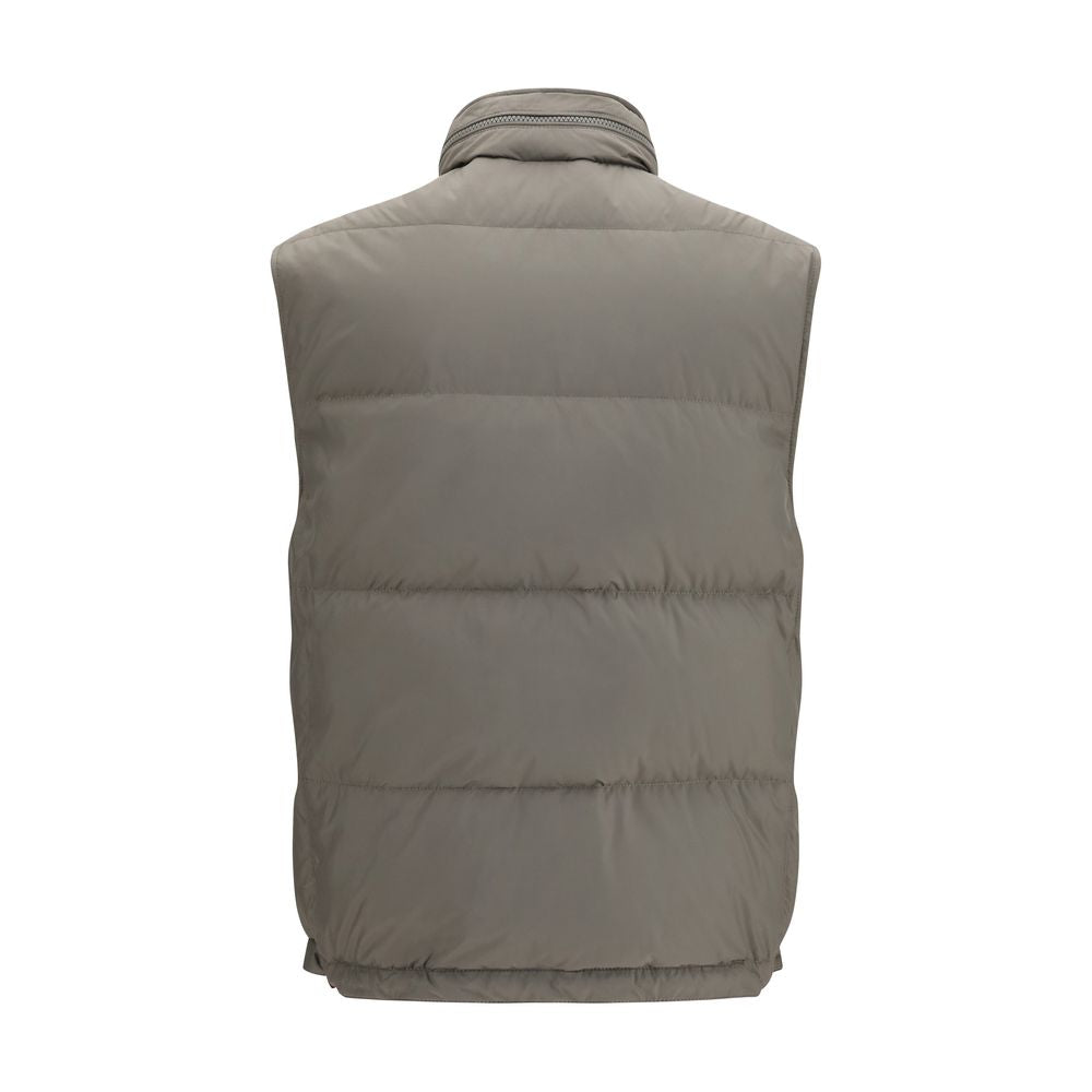 Brunello Cucinelli Graue ärmellose Polyester-Weste