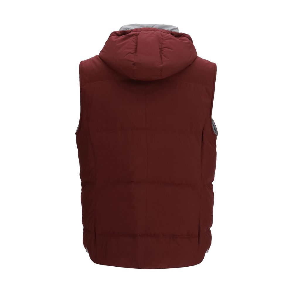 Brunello Cucinelli Ärmellose Jacke in Bordeaux aus Polyester