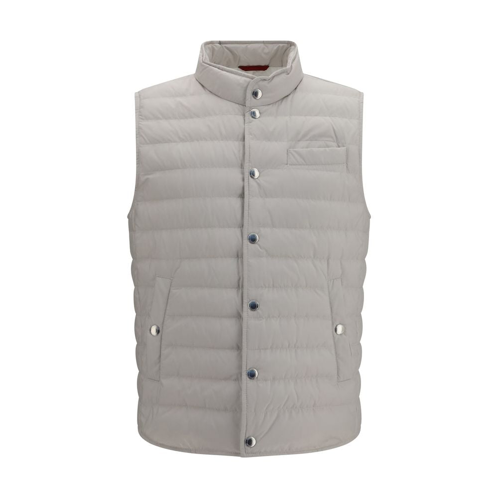 Brunello Cucinelli Weiße ärmellose Polyester-Jacke