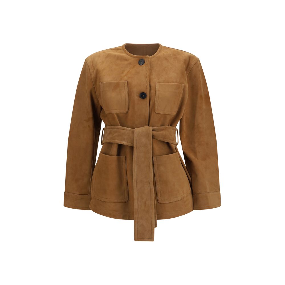 Max Mara Braune Lammlederjacke