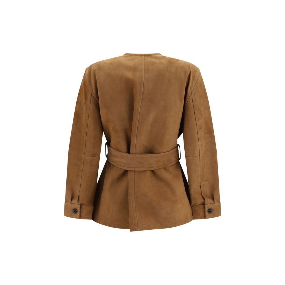 Max Mara Braune Lammlederjacke