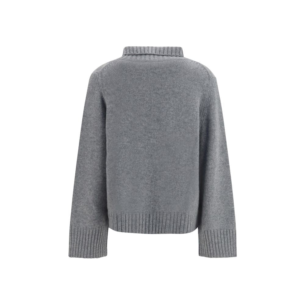 Allude Grauer Kaschmir-Rollkragenpullover