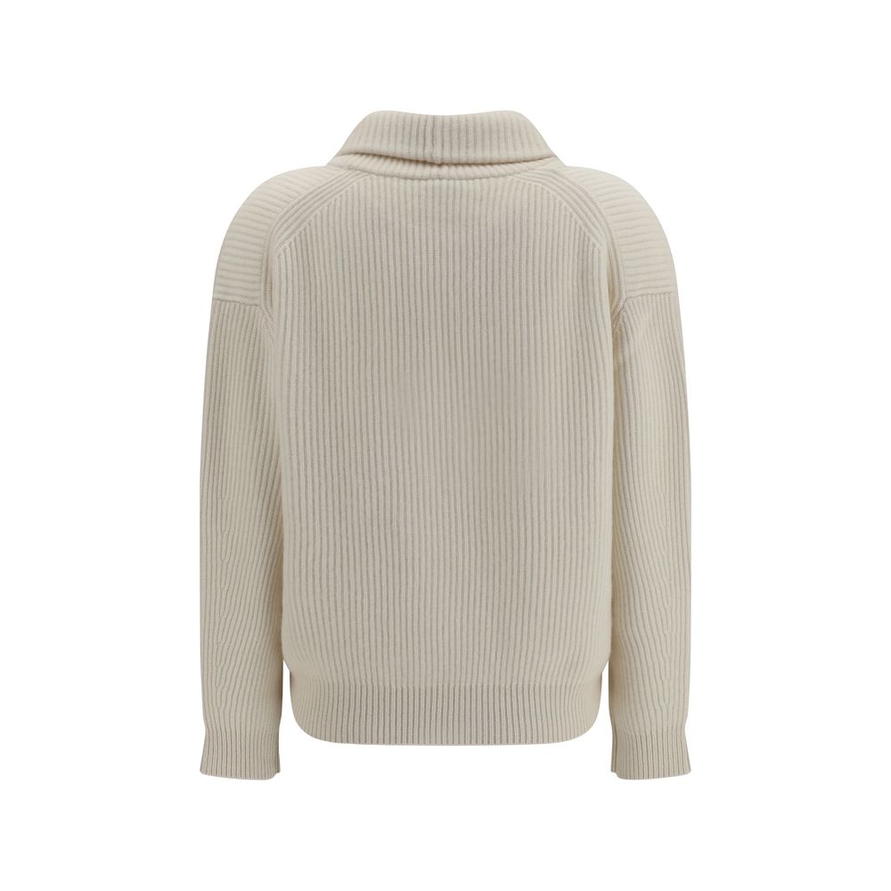 Forte_Forte Weiße Strickjacke aus Wolle vom Merino-Schaf