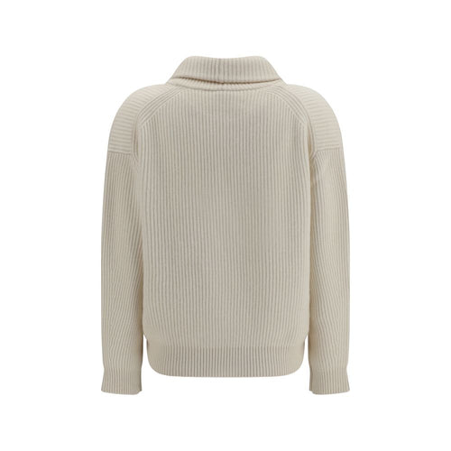 Forte_Forte Weiße Strickjacke aus Wolle vom Merino-Schaf