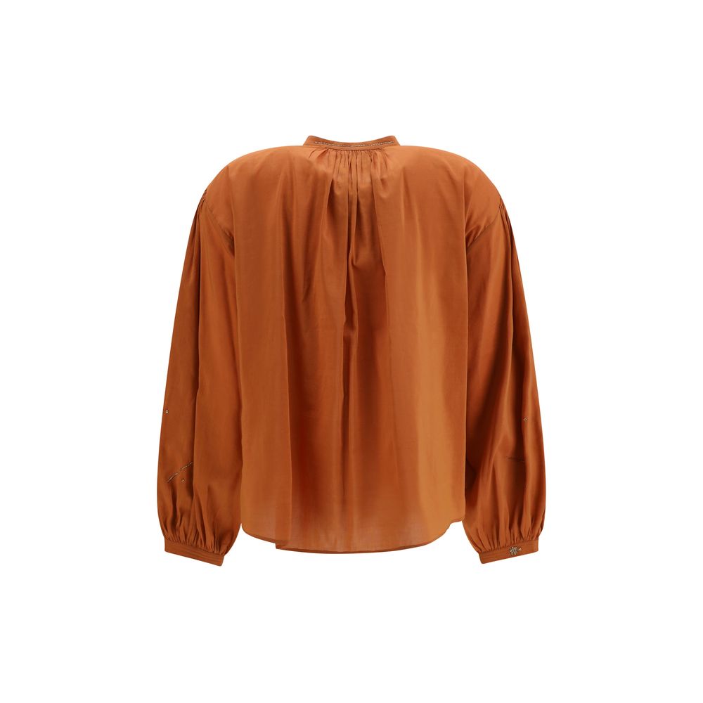 Forte_Forte Orange Cotton Pattern Shirt