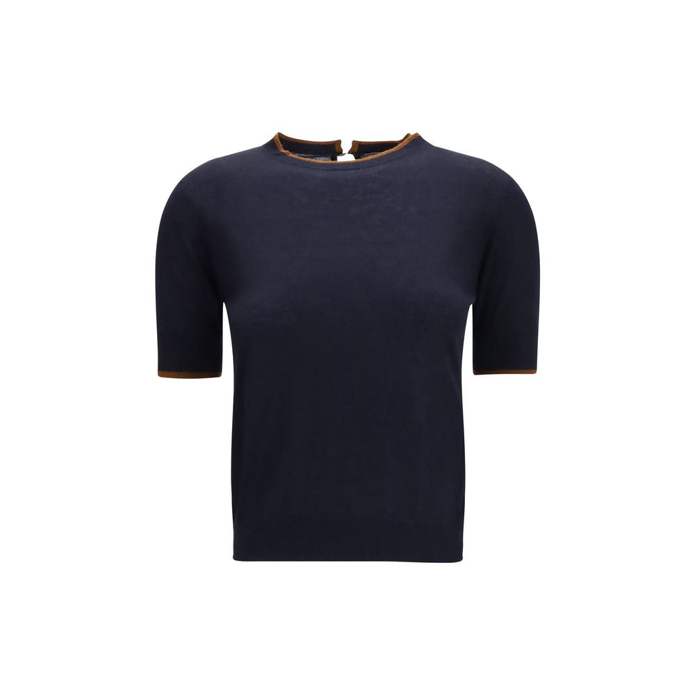 Max Mara Blaues Seiden-T-Shirt