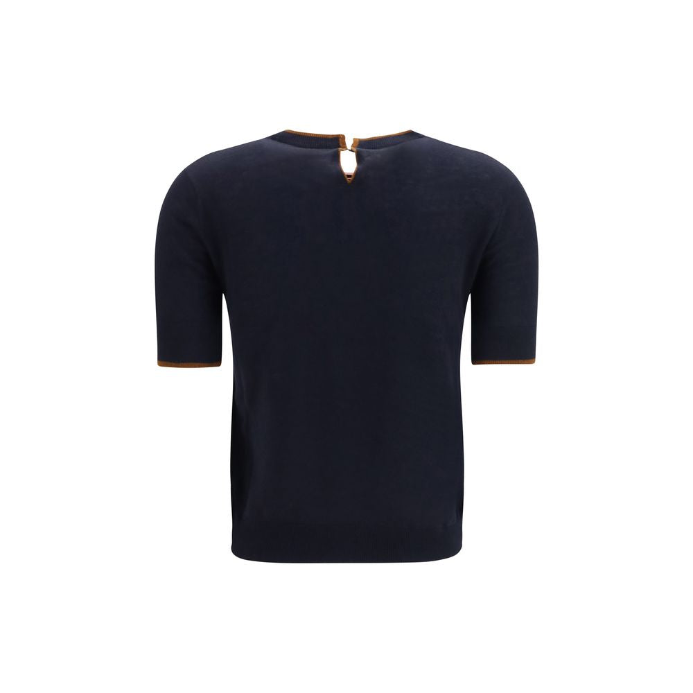 Max Mara Blaues Seiden-T-Shirt