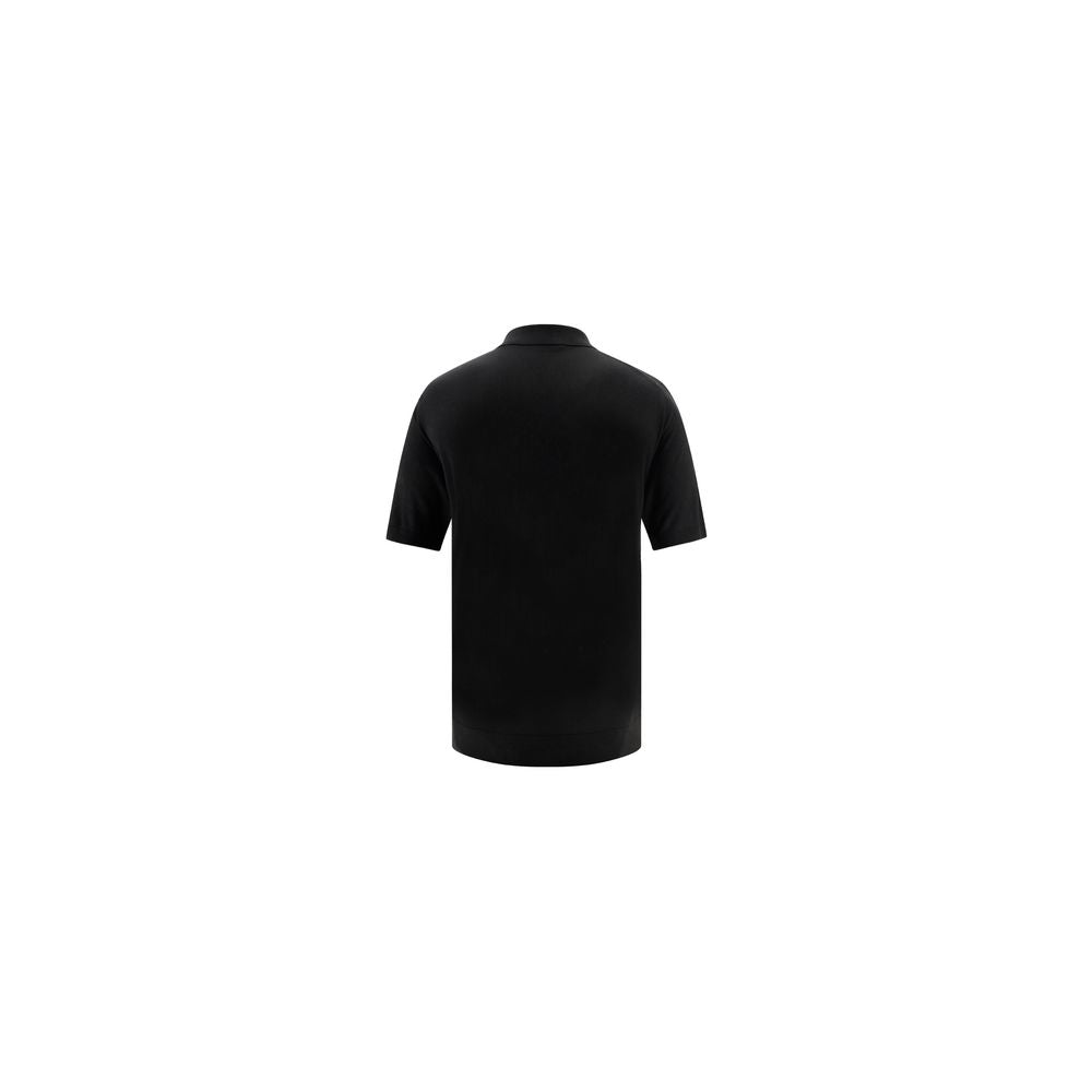 Prada Schwarzes Polohemd aus Wolle Oves Aries