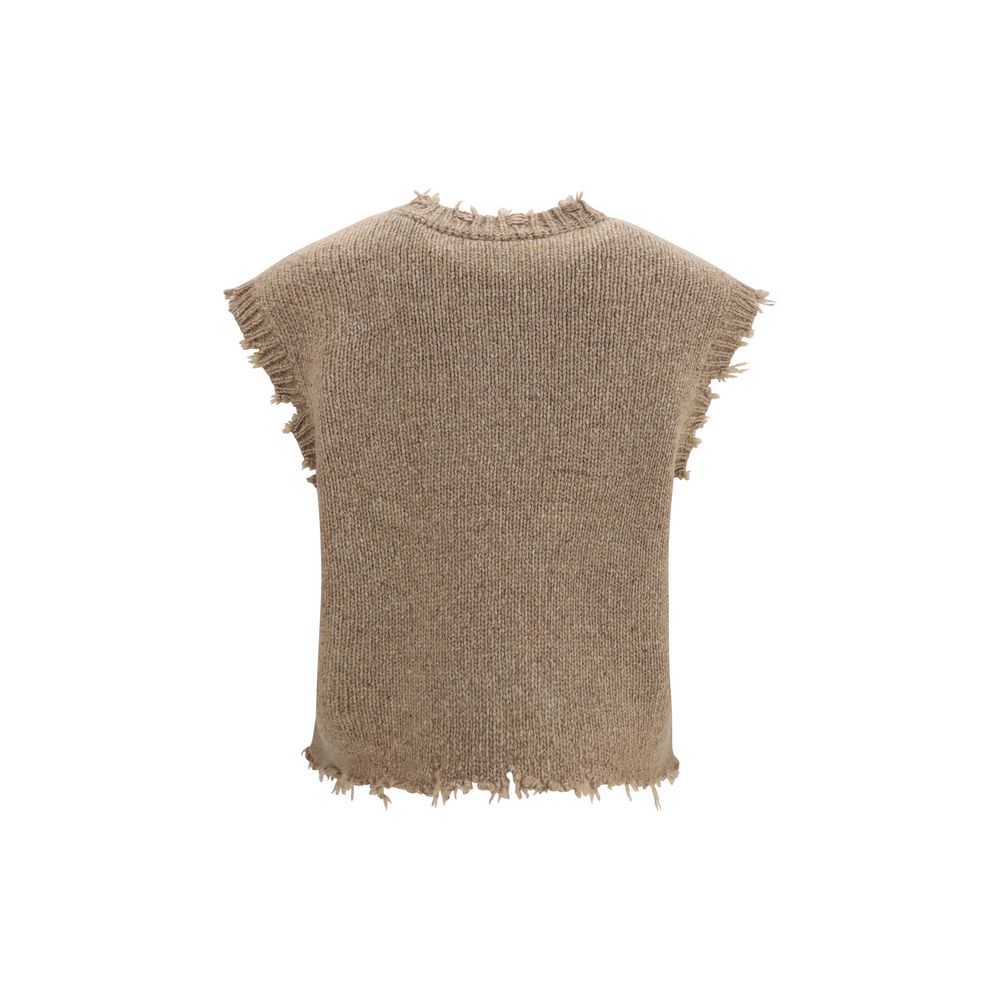 R13 Beige Cashmere Sleeveless Sweater