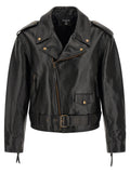 Balmain Schwarze Lederjacke aus Kalbsleder