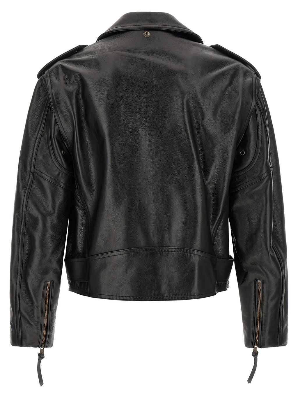 Balmain Schwarze Lederjacke aus Kalbsleder